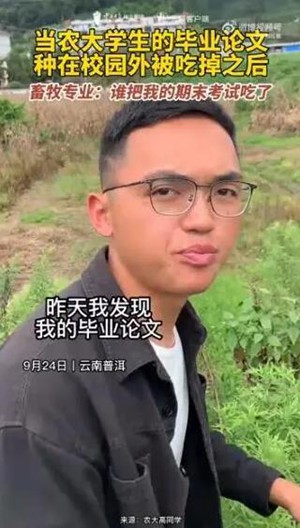 当农大学生的毕业论文被吃掉，他“以牙还牙”，评论区却笑不活了